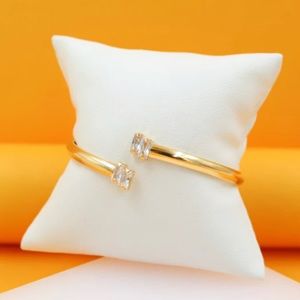 18K Gold Filled CZ Cushion Bangle Bracelet